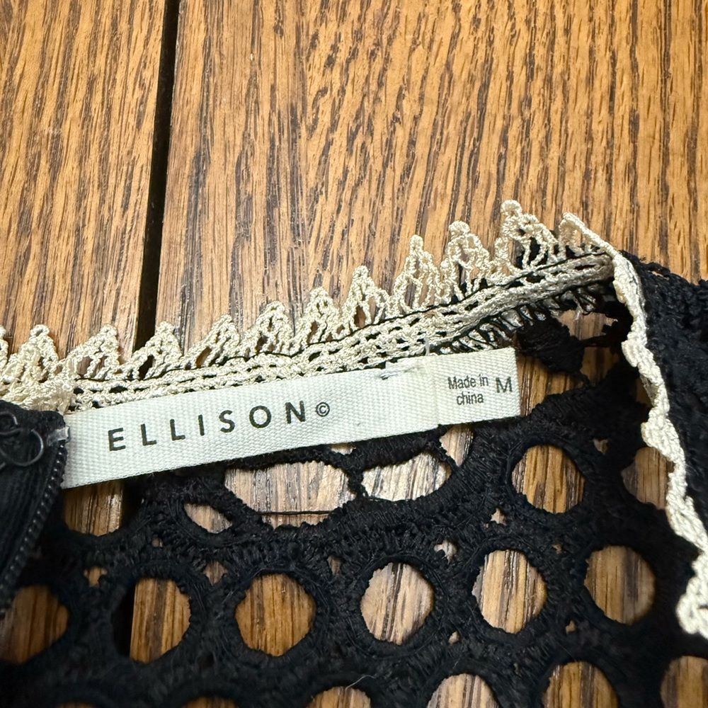 Ellison Black Crochet Top with Cream Accents - Picture 5 of 6